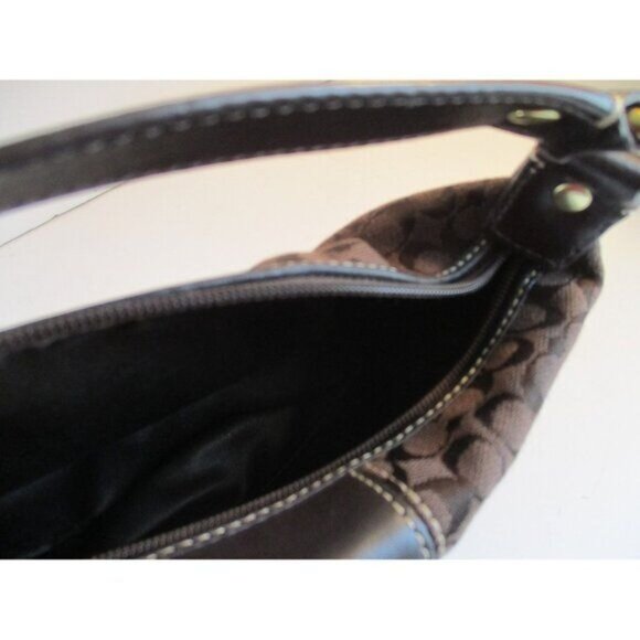 *Coach Brown Mini Small CC Logo Canvas Baguette Satchel - Picture 3 of 7